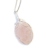 Swirl Wrapped Gemstone Necklace - Rose Quartz-Gemstone Necklace-Serenity Gifts
