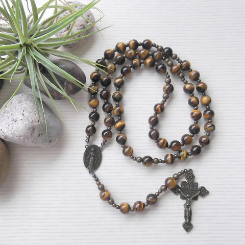 Handmade Rosary - Tiger Eye-Rosary Beads-Serenity Gifts