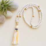 Handmade Mala Beads - White Jade - Ohm Charm-Mala Beads-Serenity Gifts