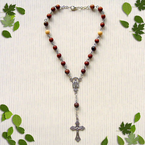 Handmade Chain Link Rosary - Car Rosary - Natural Wood-Jewellery-Serenity Gifts