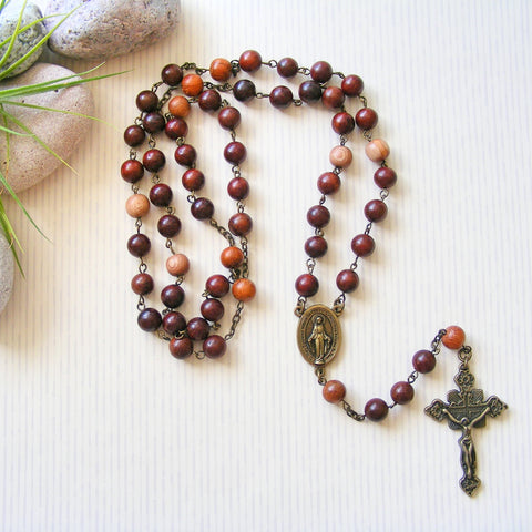Handmade Chain Link Rosary - Natural Wood-Jewellery-Serenity Gifts