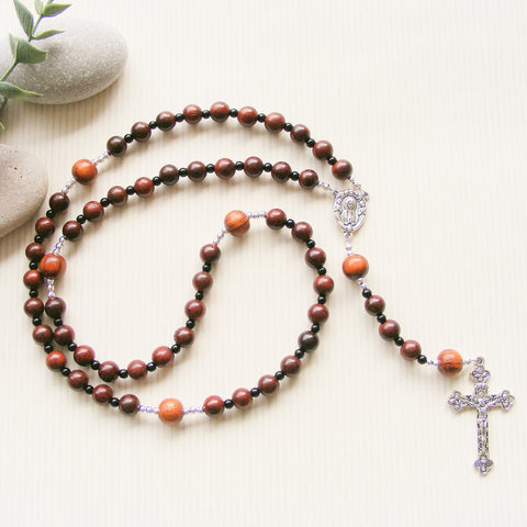 Handmade Rosary - Wooden Bead - Cherry Brown