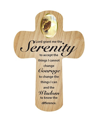 Cross Pocket Token in Wood - Serenity Prayer-Pocket Token-Serenity Gifts