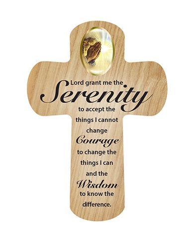 Cross Pocket Token in Wood - Serenity Prayer-Pocket Token-Serenity Gifts