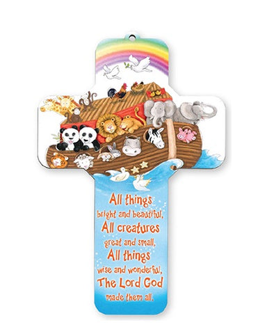 All Creatures Great and Small - Noah's Ark Wooden Cross-Baptism & Christening-Serenity Gifts