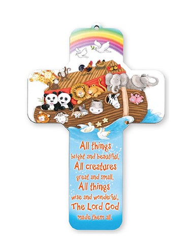 All Creatures Great and Small - Noah's Ark Wooden Cross-Baptism & Christening-Serenity Gifts