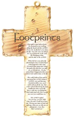 Footprints Verse Wood Plaque Cross-Plaque-Serenity Gifts