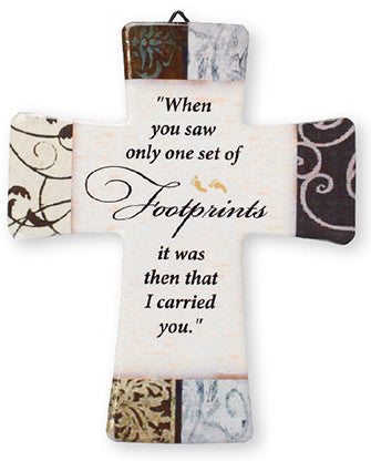 Footprints In The Sand Porcelain Cross-Cross-Serenity Gifts