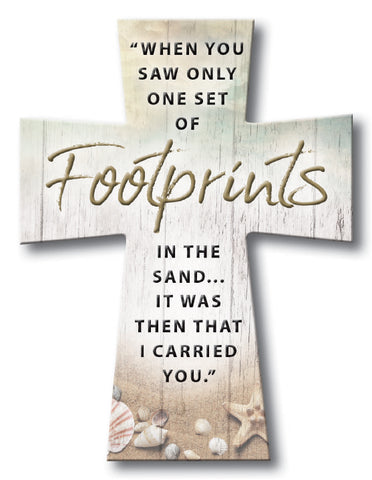 Footprints Prayer Resin Cross-Wall Plaque-Serenity Gifts
