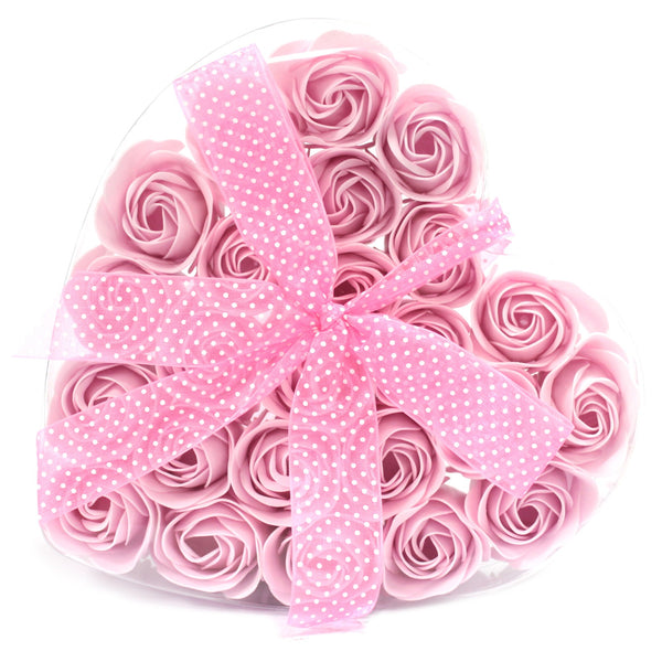 Pink Flower Bath Heart Box - 24 Roses-Bath Bomb-Serenity Gifts