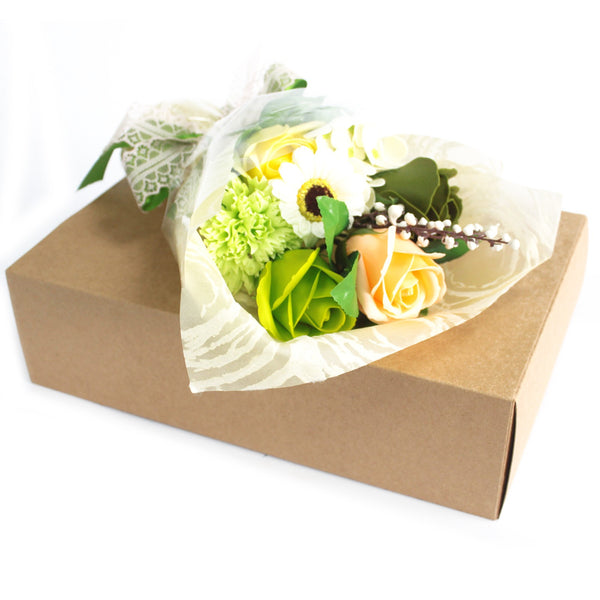 Green and Cream Flower Bath Bouquet in Box-Bath Bomb-Serenity Gifts