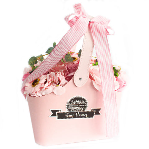 Pink Flower Bath Bouquet in Basket-Bath Bomb-Serenity Gifts