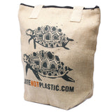 Jute Shopper Bag - Two Turtles - BLACK-Bag-Serenity Gifts