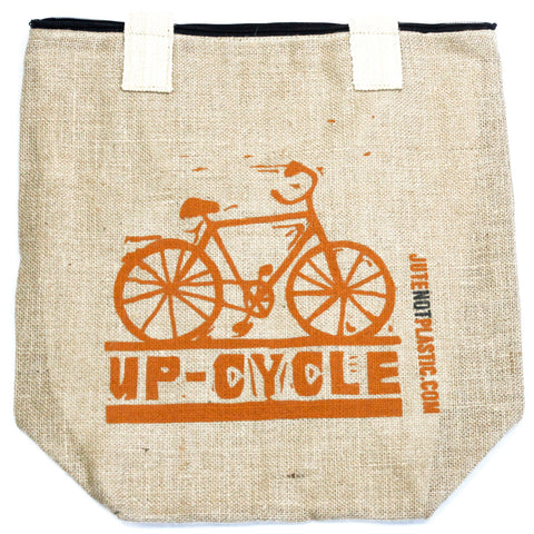 Jute Shopper Bag - Up Cycle - ORANGE-Bag-Serenity Gifts