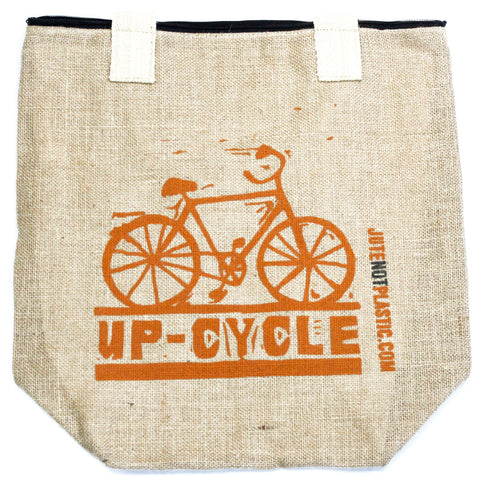 Jute Shopper Bag - Up Cycle - ORANGE-Bag-Serenity Gifts