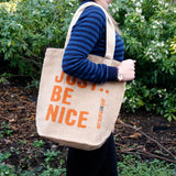 Jute Shopper Bag - Be Nice - BLACK-Bag-Serenity Gifts