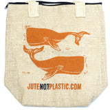 Jute Shopper Bag - Two Whales - ORANGE-Bag-Serenity Gifts