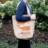 Jute Shopper Bag - Two Whales - ORANGE-Bag-Serenity Gifts