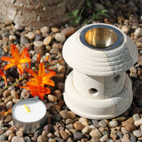 Indonesian Sandstone Oil Burner - Hand Carved Lantern Shape-Oil Burner-Serenity Gifts
