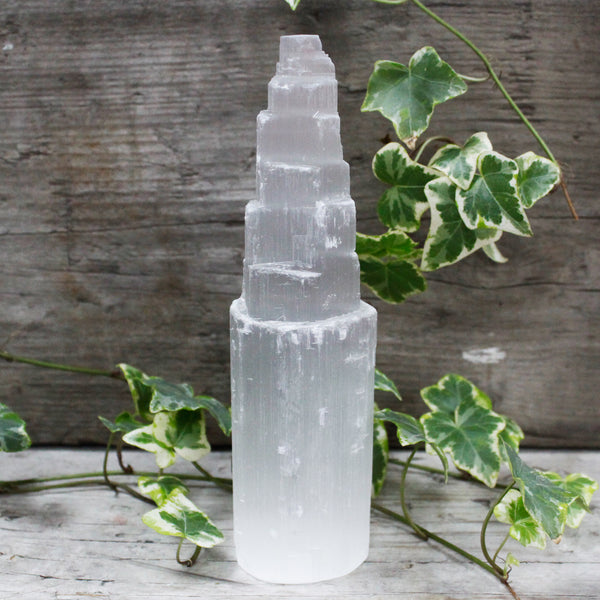 Selenite Mountain Tower 20cm-Crystal Gemstone-Serenity Gifts