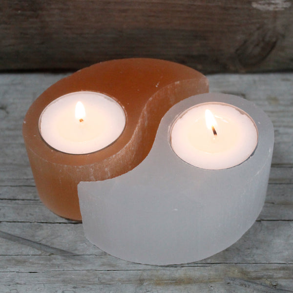 Candle Holder Yin and Yang - Selenite-Candle Holder-Serenity Gifts