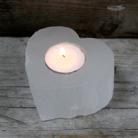 Candle Holder Heart - Selenite-Candle Holder-Serenity Gifts