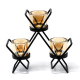 Centrepiece Iron Candle Holder - Triangle 3 Glass Cups-Candle Holder-Serenity Gifts