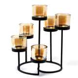 Centrepiece Iron Candle Holder - Circle of 6 Glass Cups-Candle Holder-Serenity Gifts