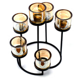 Centrepiece Iron Candle Holder - Circle of 6 Glass Cups-Candle Holder-Serenity Gifts