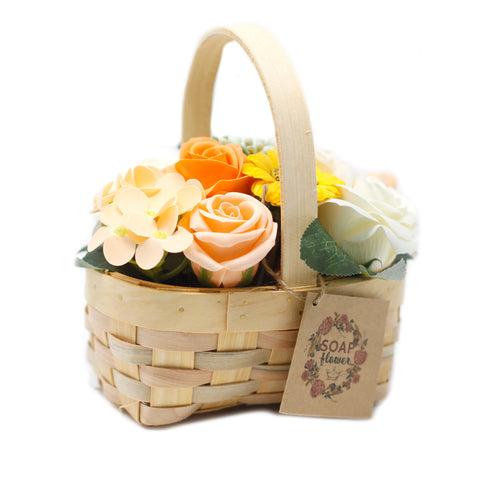 Orange Flower Bath Bouquet in Wicker Basket-Bath Bomb-Serenity Gifts