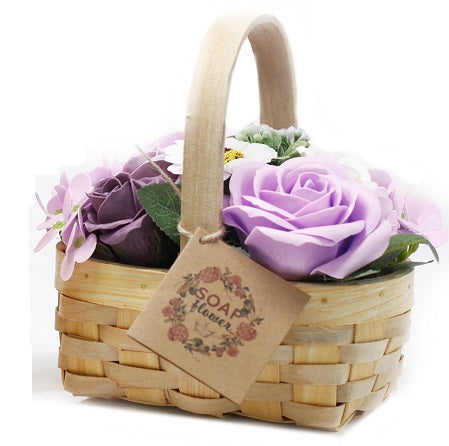 Lilac Flower Bath Bouquet in Wicker Basket-Bath Bomb-Serenity Gifts