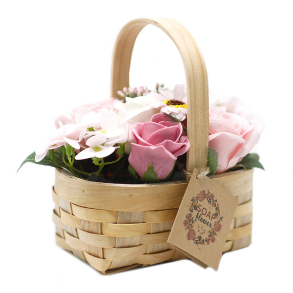 Pink Flower Bath Bouquet in Wicker Basket-Bath Bomb-Serenity Gifts