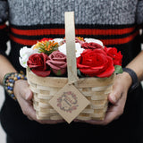 Pink Flower Bath Bouquet in Wicker Basket - LARGE-Bath Bomb-Serenity Gifts