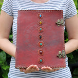 Leather Chakra Stone Notebook - Large-Chakra Gifts-Serenity Gifts
