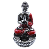 Antique Buddha Mudra Tea Light Candle Holder - Red-Tea Light Holder-Serenity Gifts