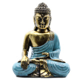 Meditating LARGE Buddha Statue - Teal and Gold-Figurine-Serenity Gifts