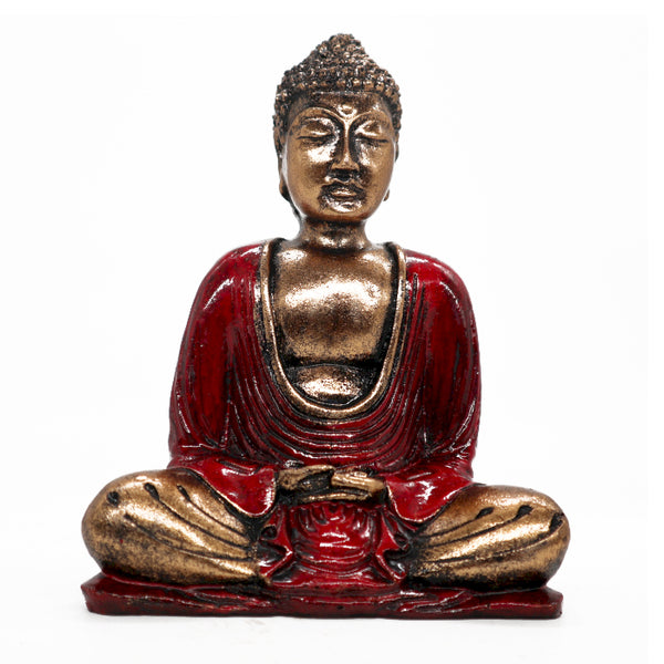 Meditating Buddha Statue - Red and Gold-Figurine-Serenity Gifts