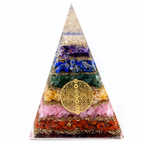 Orgonite Pyramid - Seven Chakra Flower of Life - 70mm-Orgonite-Serenity Gifts