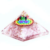 Orgonite Pyramid - Rose Quartz Rainbow Flower of Life - 70mm-Orgonite-Serenity Gifts