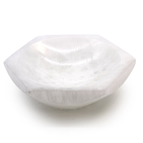 Selenite Hexagon Bowl - 15cm-Crystal Gemstone-Serenity Gifts
