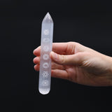 Selenite Chakra Engraved Wand - 16cm Pointed-Crystal Gemstone-Serenity Gifts