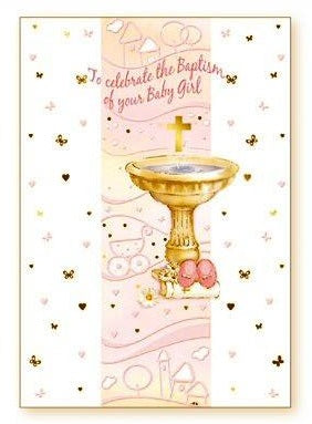 Greeting Card Baptism Font - Girl-Baptism & Christening-Serenity Gifts