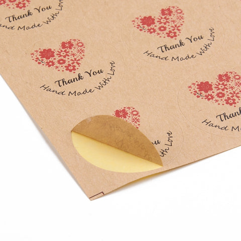 20 x Thank You Handmade With Love - Brown Stickers-Handmade Stickers-Serenity Gifts