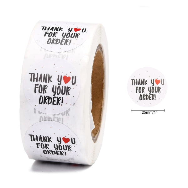 Thank You For Your Order Stickers 1 Inch - Heart-Thank You Stickers-Serenity Gifts