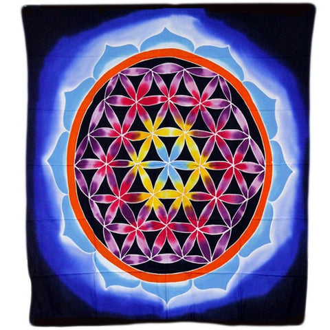 Batik Wall Art Banner - Flower of Life Mandala-Wall Art-Serenity Gifts