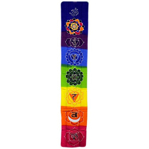 Batik Wall Art Banner - Chakra Symbols with Om Symbol-Chakra Gifts-Serenity Gifts