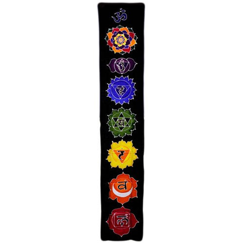 Batik Wall Art Banner - Chakra Symbols on Black-Chakra Gifts-Serenity Gifts