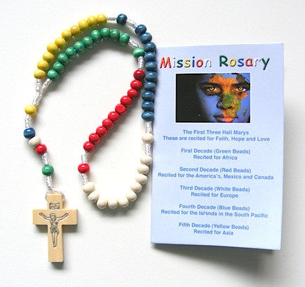 Corded Mission Wooden Rosary Beads and Leaflet-Rosary Beads-Serenity Gifts