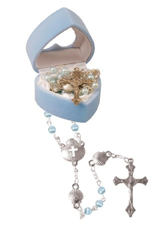 Baby's First Rosary Beads in Heart Case - Blue-Baptism & Christening-Serenity Gifts