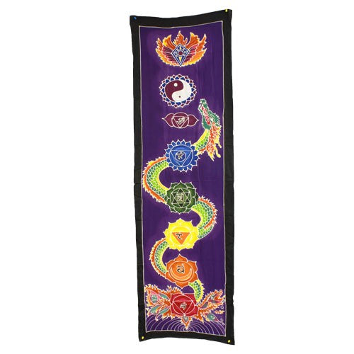 Batik Wall Art Banner - Chakra Symbols with Dragon-Chakra Gifts-Serenity Gifts